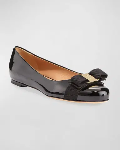 Ferragamo Varina Patent Leather Bow Ballerina Flats | Thumbnail 2