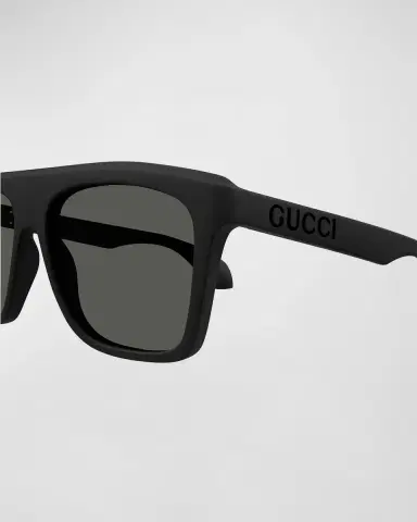 Gucci Men's Logo-Cutout Acetate Rectangle Sunglasses | Thumbnail 2 Gucci Men's Logo-Cutout Acetate Rectangle Sunglasses | Thumbnail 2