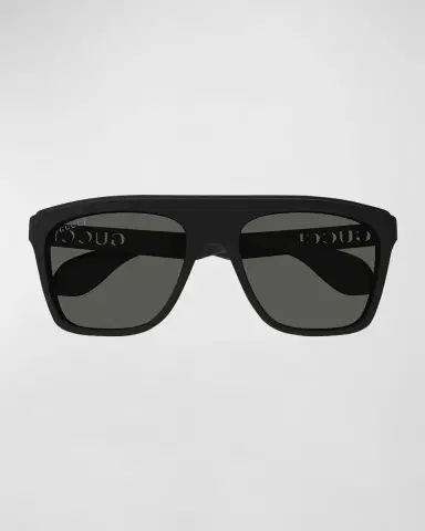 Gucci Men's Logo-Cutout Acetate Rectangle Sunglasses | Thumbnail 3 Gucci Men's Logo-Cutout Acetate Rectangle Sunglasses | Thumbnail 3