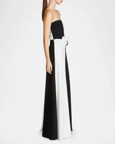 Halston Cassia Strapless Two-Tone Floral Applique Gown | Thumbnail 3