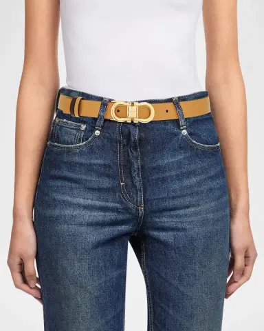 Ferragamo Donna Reversible Leather Double Gancini Belt | Thumbnail 2