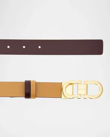 Ferragamo Donna Reversible Leather Double Gancini Belt | Thumbnail 3