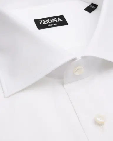 ZEGNA Men's Solid Trecapi 3-Ply Cotton Dress Shirt | Thumbnail 2 ZEGNA Men's Solid Trecapi 3-Ply Cotton Dress Shirt | Thumbnail 2
