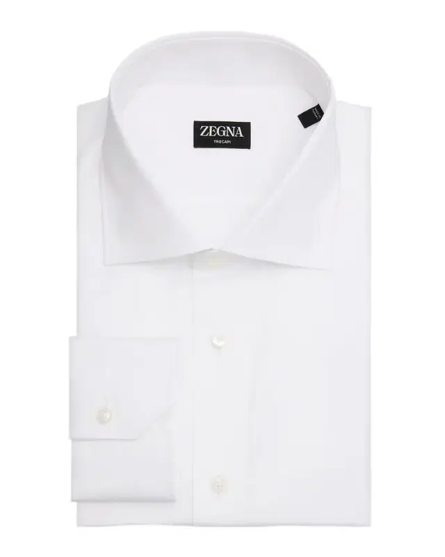 Men 's Solid Trecapi 3-Ply Cotton Dress Shirt