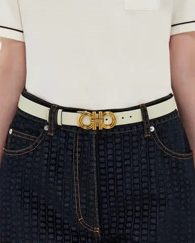 Ferragamo Donna Reversible Leather Double Gancini Belt | Thumbnail 2