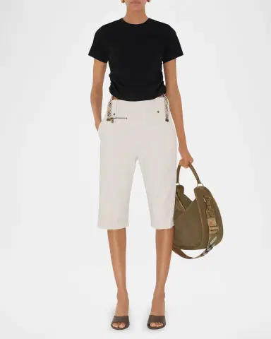 Burberry Check-Tie Ruched Short-Sleeve Crop T-Shirt | Thumbnail 2 Burberry Check-Tie Ruched Short-Sleeve Crop T-Shirt | Thumbnail 2