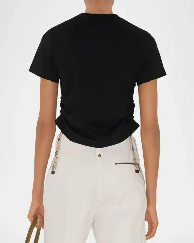 Burberry Check-Tie Ruched Short-Sleeve Crop T-Shirt | Thumbnail 3 Burberry Check-Tie Ruched Short-Sleeve Crop T-Shirt | Thumbnail 3