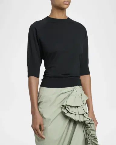 Dries Van Noten Tuan Short-Sleeve Wool Crewneck Sweater | Thumbnail 3