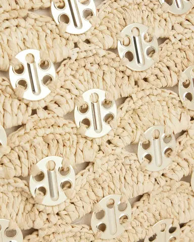 Rabanne Disc Raffia Pouch Wristlet | Thumbnail 4