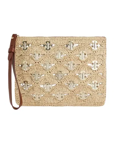 Rabanne Disc Raffia Pouch Wristlet | Thumbnail 1