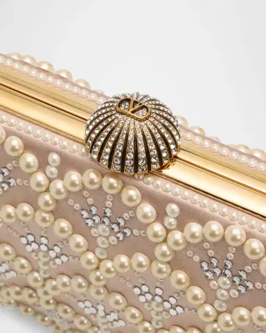 Valentino Garavani Carry Secrets Rhinestone & Pearly Stud Satin Clutch Bag | Thumbnail 5 Valentino Garavani Carry Secrets Rhinestone & Pearly Stud Satin Clutch Bag | Thumbnail 5