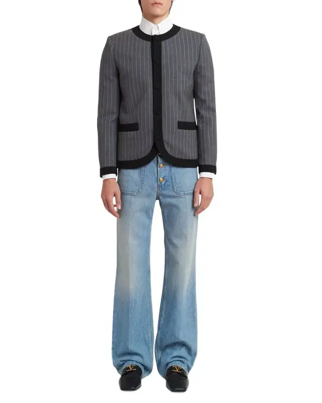 Men 's Pinstripe Wool Jacket