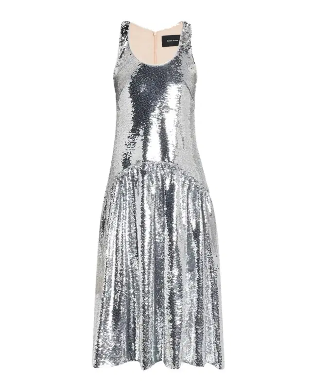 Sequined Drop-Waist Fit-And-Flare Midi Dress