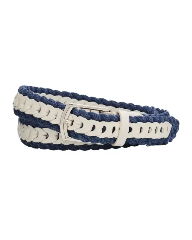 Men 's Two-Tone Woven Leather Belt