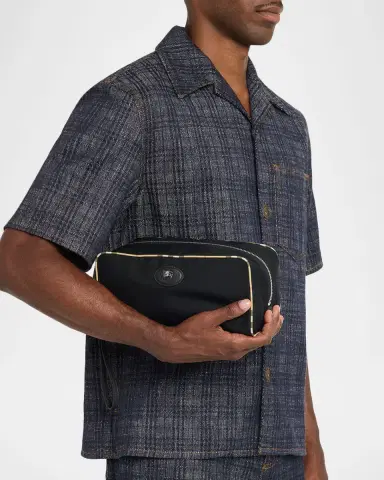 Burberry Men's Medium Check-Trim Travel Zip Pouch | Thumbnail 2