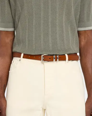 Brunello Cucinelli Men's Woven Leather Western-Buckle Belt | Thumbnail 2