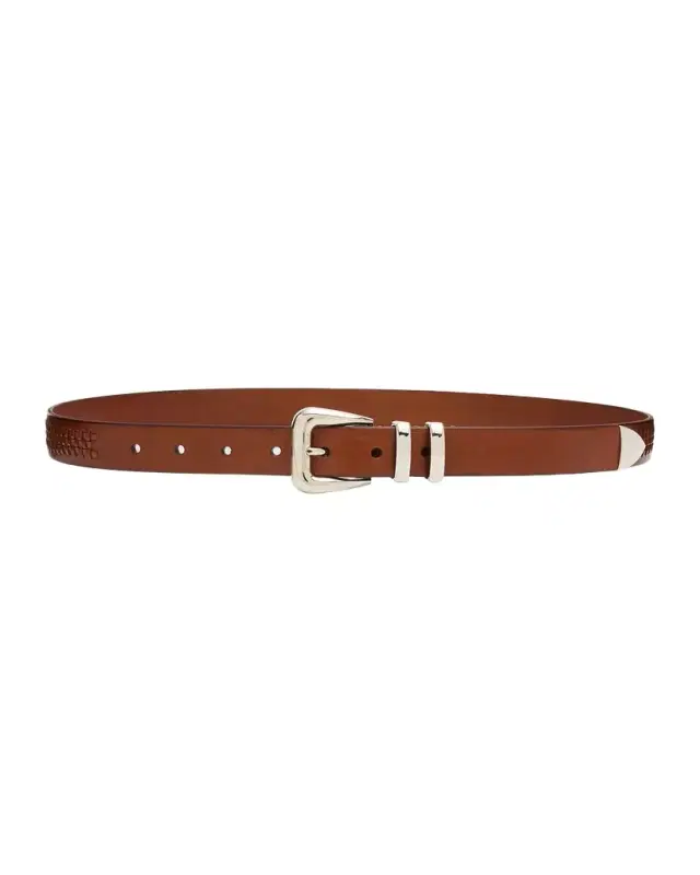 Brunello Cucinelli Men 's Woven Leather Western-Buckle Belt