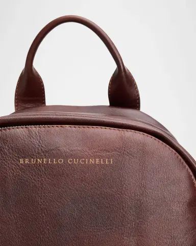 Brunello Cucinelli Men's Grained Leather Backpack | Thumbnail 5 Brunello Cucinelli Men's Grained Leather Backpack | Thumbnail 5