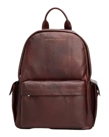 Brunello Cucinelli Men's Grained Leather Backpack | Thumbnail 1 Brunello Cucinelli Men's Grained Leather Backpack | Thumbnail 1