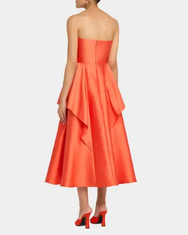 Shoshanna Pippa Strapless Draped Mikado Midi Dress | Thumbnail 3 Shoshanna Pippa Strapless Draped Mikado Midi Dress | Thumbnail 3