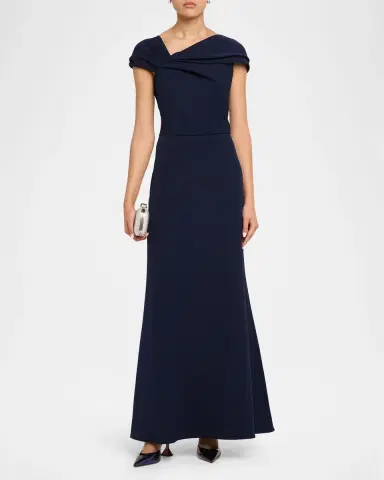 Shoshanna Carly Asymmetric Stretch Crepe Gown | Thumbnail 2