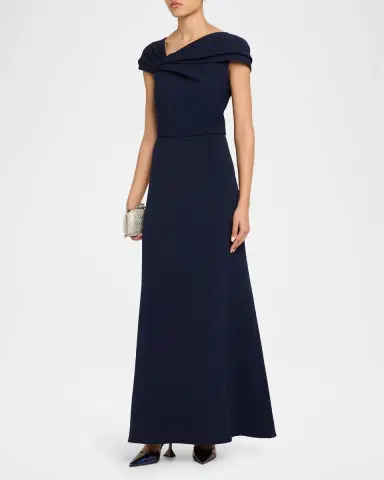 Shoshanna Carly Asymmetric Stretch Crepe Gown | Thumbnail 4