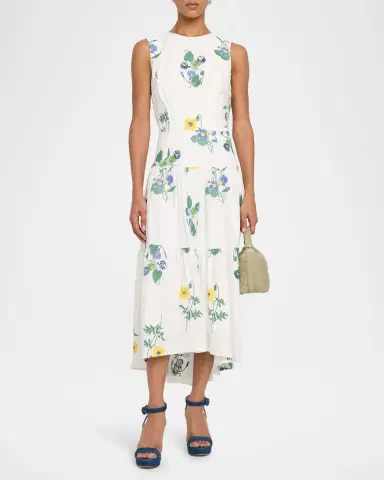Shoshanna Cambridge Tiered Floral-Embroidered Midi Dress | Thumbnail 2