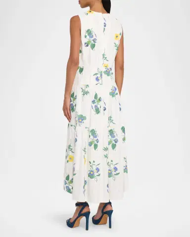 Shoshanna Cambridge Tiered Floral-Embroidered Midi Dress | Thumbnail 3