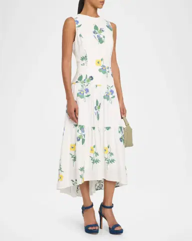 Shoshanna Cambridge Tiered Floral-Embroidered Midi Dress | Thumbnail 4