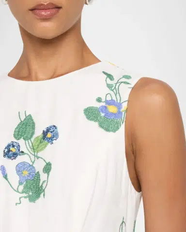 Shoshanna Cambridge Tiered Floral-Embroidered Midi Dress | Thumbnail 5