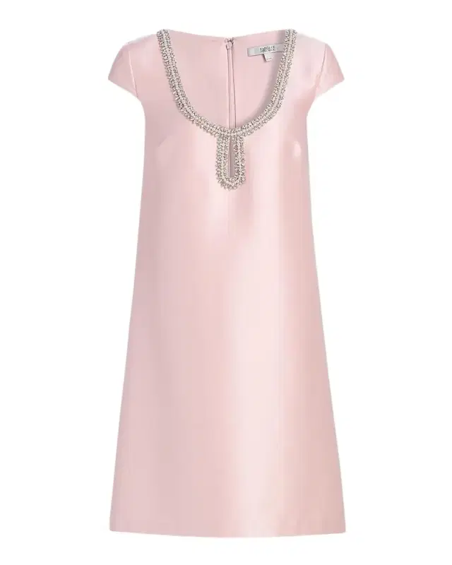 Badgley Mischka Beaded Scoop Neck Mini Shift Dress