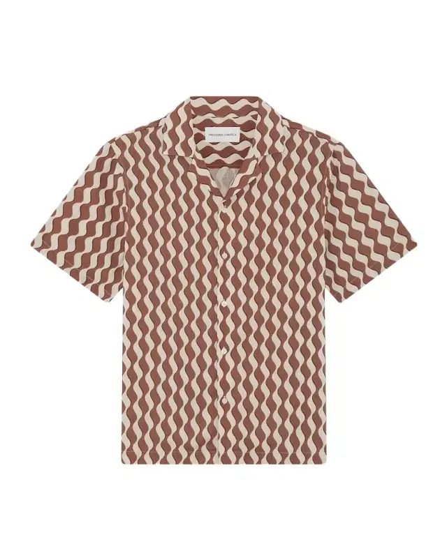 Frescobol Carioca Men 's Roberto Linen Wave-Stripe Short-Sleeve Shirt