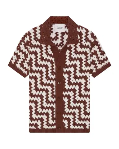 Frescobol Carioca Men's Pinto Cotton Crochet Short-Sleeve Shirt | Thumbnail 1