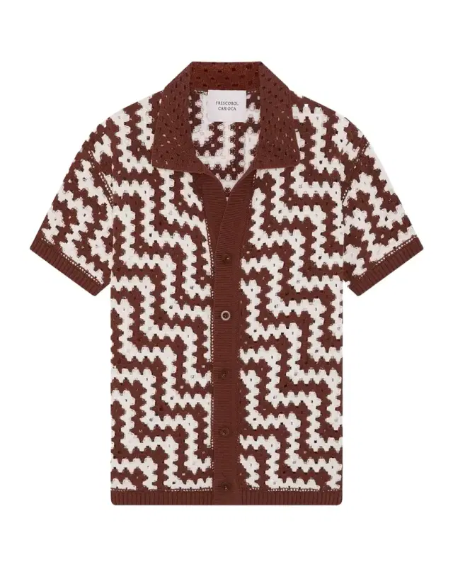 Men 's Pinto Cotton Crochet Short-Sleeve Shirt
