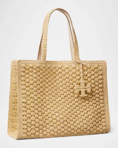 Tory Burch Ella Large Hand-Crocheted Paper Raffia Tote Bag | Thumbnail 4