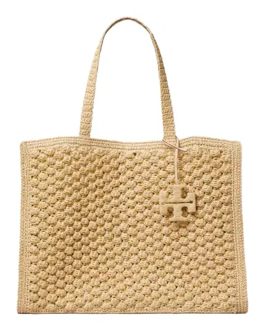 Tory Burch Ella Large Hand-Crocheted Paper Raffia Tote Bag | Thumbnail 1