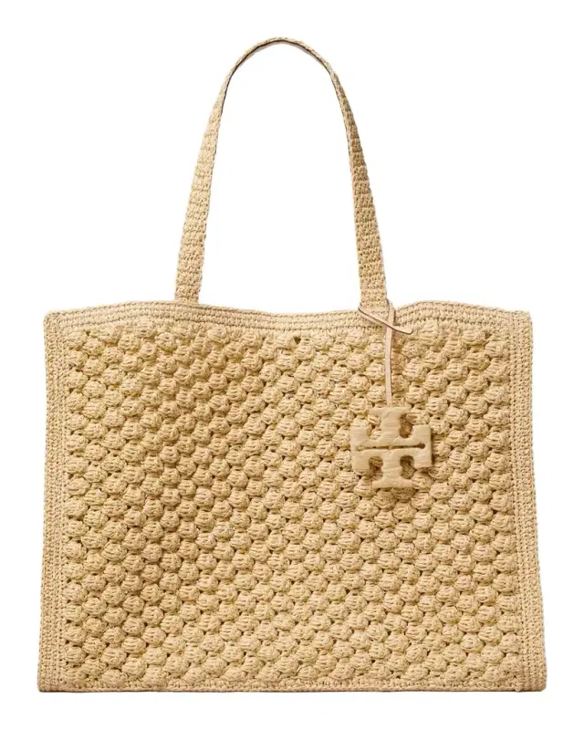 Tory Burch Ella Large Hand-Crocheted Paper Raffia Tote Bag