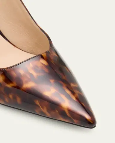 Stuart Weitzman 75mm Stuart Power Tortoiseshell Patent Leather Slingback Pumps | Thumbnail 5