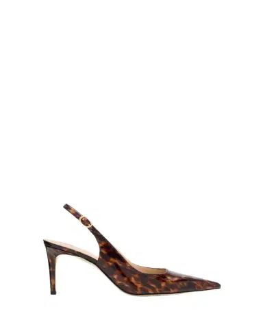 Stuart Weitzman 75mm Stuart Power Tortoiseshell Patent Leather Slingback Pumps | Thumbnail 1