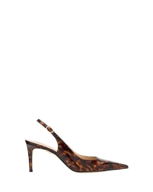 Stuart Weitzman 75mm Stuart Power Tortoiseshell Patent Leather Slingback Pumps