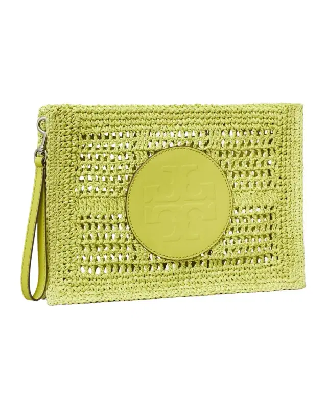 Tory Burch Ella Hand-Crocheted Paper Raffia Pouch Bag