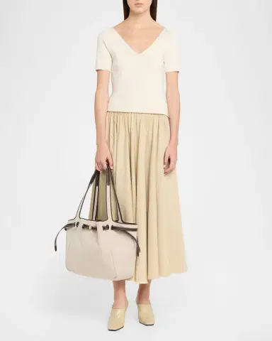 Tory Burch Romy Large Canvas Leather-Trim Tote Bag | Thumbnail 6 Tory Burch Romy Large Canvas Leather-Trim Tote Bag | Thumbnail 6