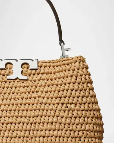 Tory Burch Eleanor Mini Hand-Crocheted Raffia Satchel Bag | Thumbnail 3 Tory Burch Eleanor Mini Hand-Crocheted Raffia Satchel Bag | Thumbnail 3