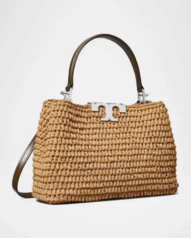 Tory Burch Eleanor Mini Hand-Crocheted Raffia Satchel Bag | Thumbnail 4 Tory Burch Eleanor Mini Hand-Crocheted Raffia Satchel Bag | Thumbnail 4