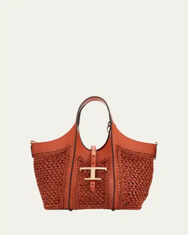 Tod's Small T Timeless Raffia & Leather Shopping Bag | Thumbnail 5 Tod's Small T Timeless Raffia & Leather Shopping Bag | Thumbnail 5