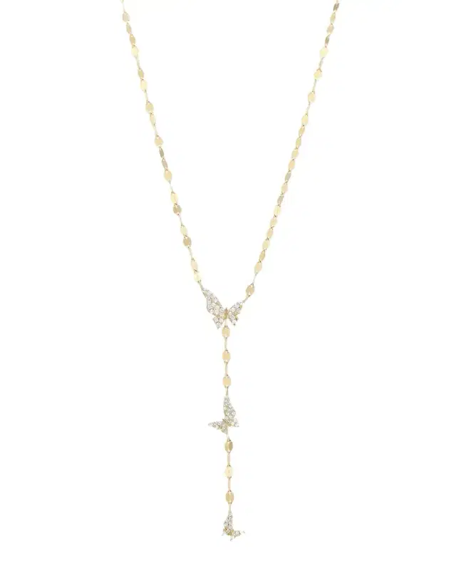 Triple Butterfly Diamond Lariat Necklace