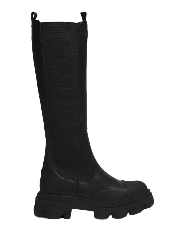 Ganni Cleated Leather High Chelsea Boots