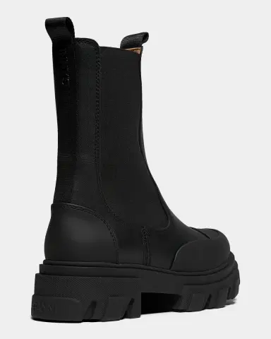 Ganni Cleated Leather Mid Chelsea Boots | Thumbnail 2