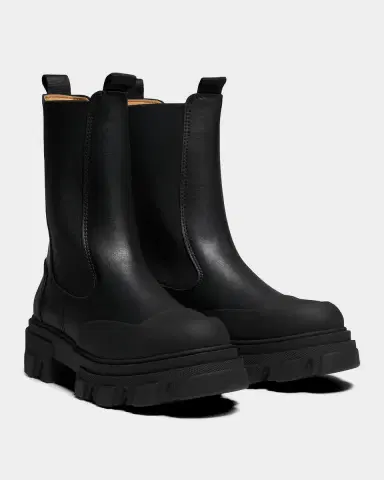 Ganni Cleated Leather Mid Chelsea Boots | Thumbnail 5