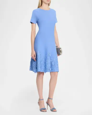 Rickie Freeman for Teri Jon Lace-Trim Knit Midi Dress | Thumbnail 4 Rickie Freeman for Teri Jon Lace-Trim Knit Midi Dress | Thumbnail 4